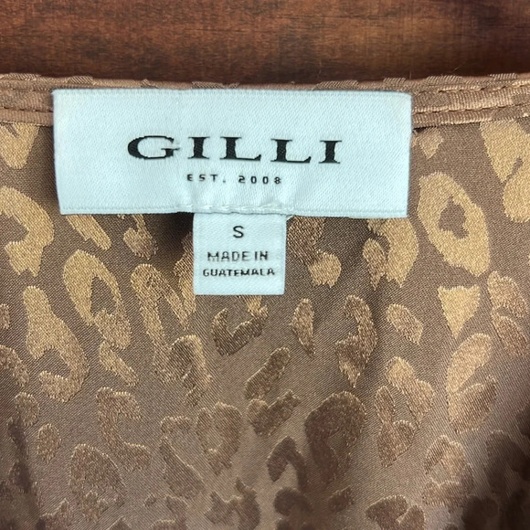 GILLI Leopard Print V. Neck Bronze Metallic Dolman Sleeve Dress Size Small 🐆 - Picture 4 of 11